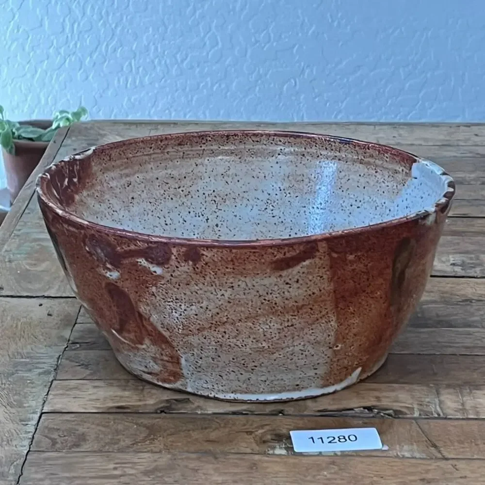 Vintage Handmade Studio Art Pottery Ceramic Bowl 10.25